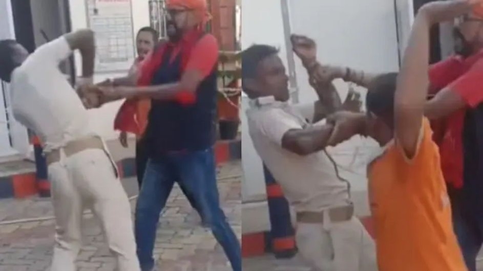 এক থাপ্পড় মেরে সাত থাপ্পড় খেলেন পুলিশ কর্মকর্তা (ভিডিও)