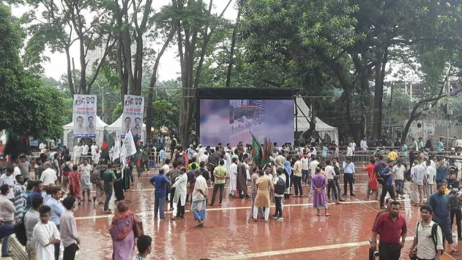এনসিপির সমাবেশ : দেখানো হচ্ছে জুলাই আন্দোলনের ভিডিও