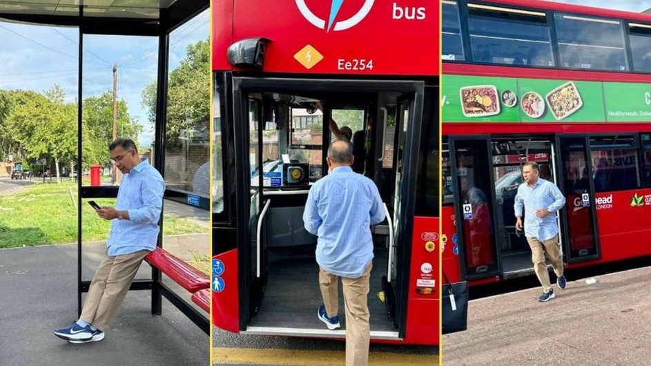 লন্ডনে লোকাল বাসের অপেক্ষায় তারেক রহমান